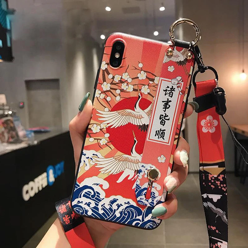 26763-673540.jpg kawaii japanese crane phone case with holder and lanyard